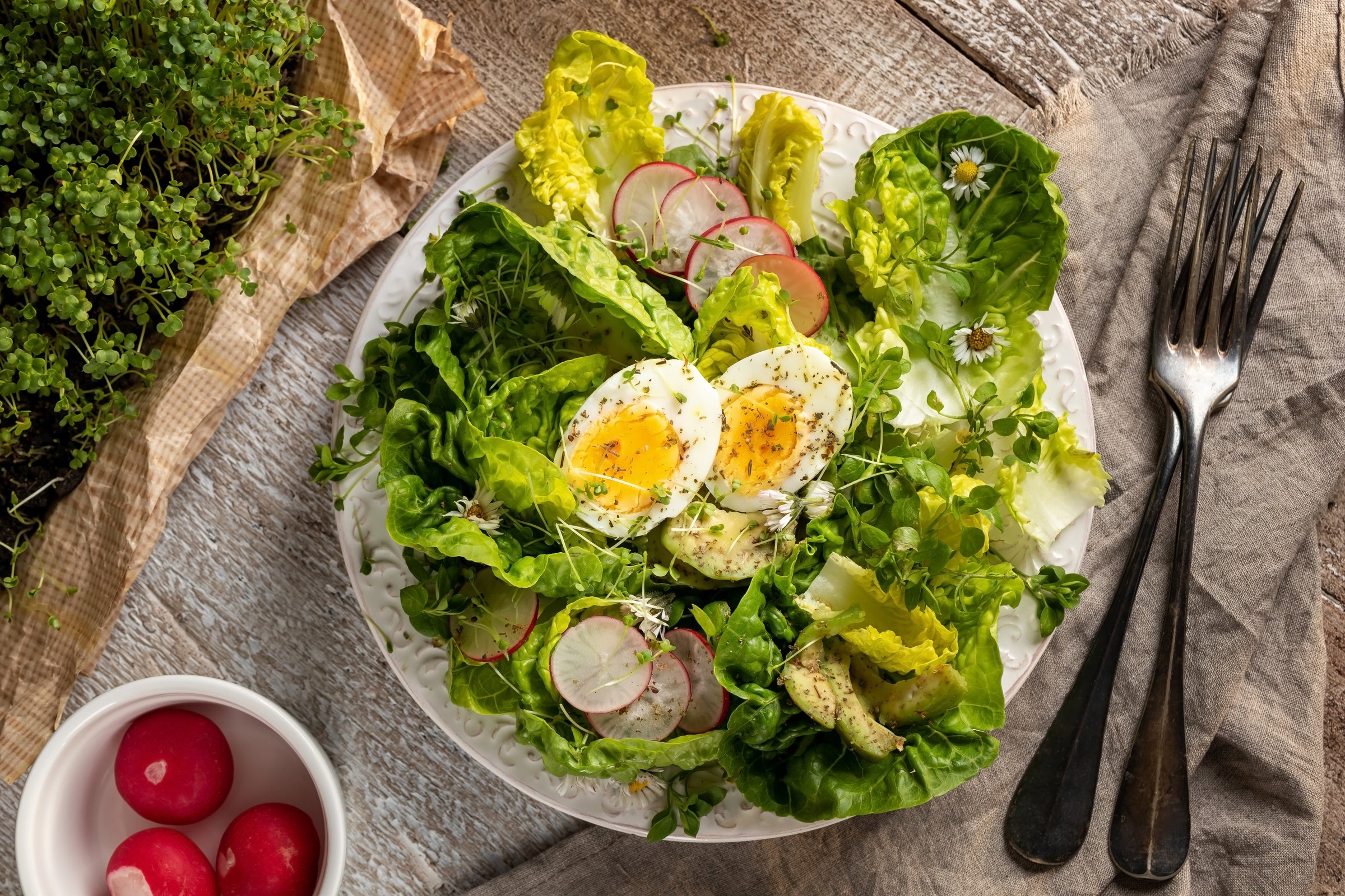 Spring Salad with Microgreens and Wild Edible Plants